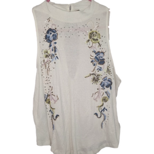Free People Embroidered Beaded Floral Tank